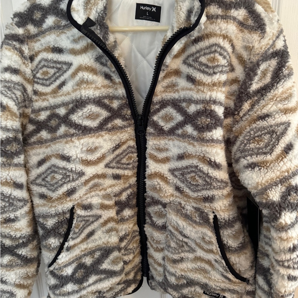 Hurley Women's Beige and Gray Patterned Jacket